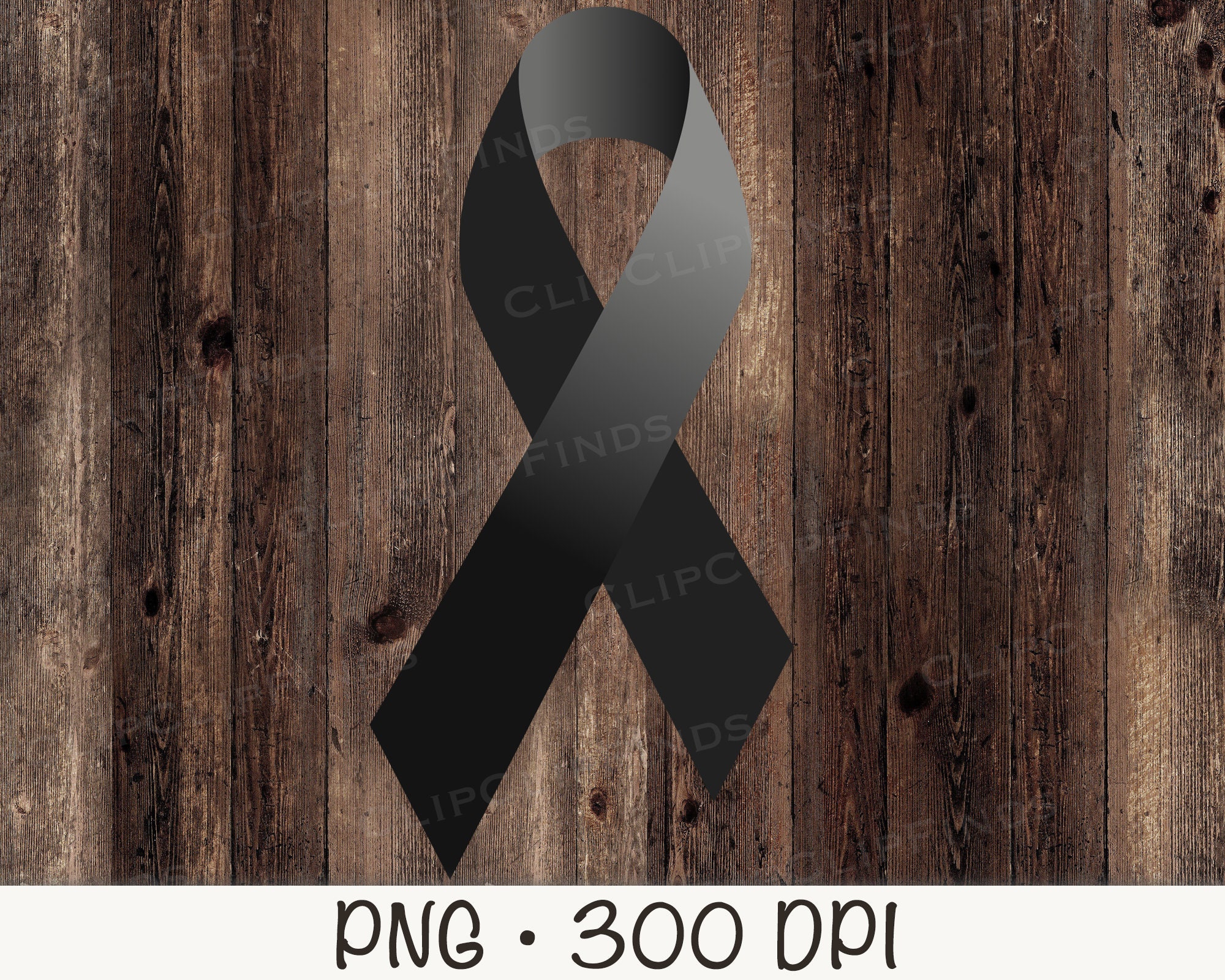 Black RIP Awareness Ribbon PNG Transparent Background Clip Art 