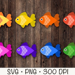 Süße bunte Fische SVG, Fisch Clipart, Fische PNG, Kinder Fisch Clipart, sofortiger digitaler Download