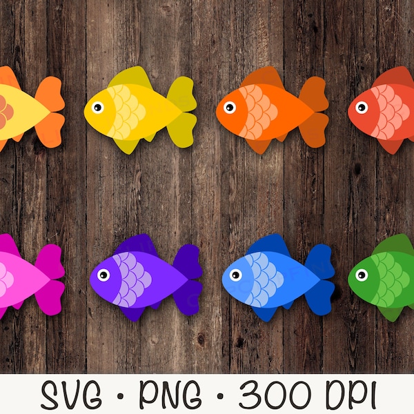 Cute Colorful Fish SVG, Fish Clipart, Fish PNG, Kid's Fish Clipart, Instant Digital Download