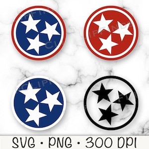 Tennessee Tristar SVG, Tennessee Tristar PNG, Tennessee Clipart, staat Tennessee, Tri-Star, vlagsymbool staat, digitale download