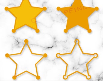 Sheriff Badge Star Clipart: Western Cowboy Rodeo (SVG, PNG)