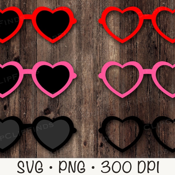 Heart Sunglasses Clip Art: Groovy Hippie Shades SVG PNG (Digital Download)