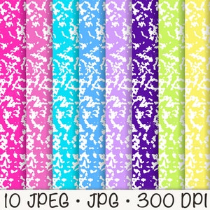 Pack of 10 Colored Composition Notebook Digital Wallpaper JPEG Instant Download