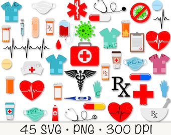 Medical Clip Art Bundle Pack, SVG, PNG, Instant Digital Download, Nurse, Doctor, Hospital
