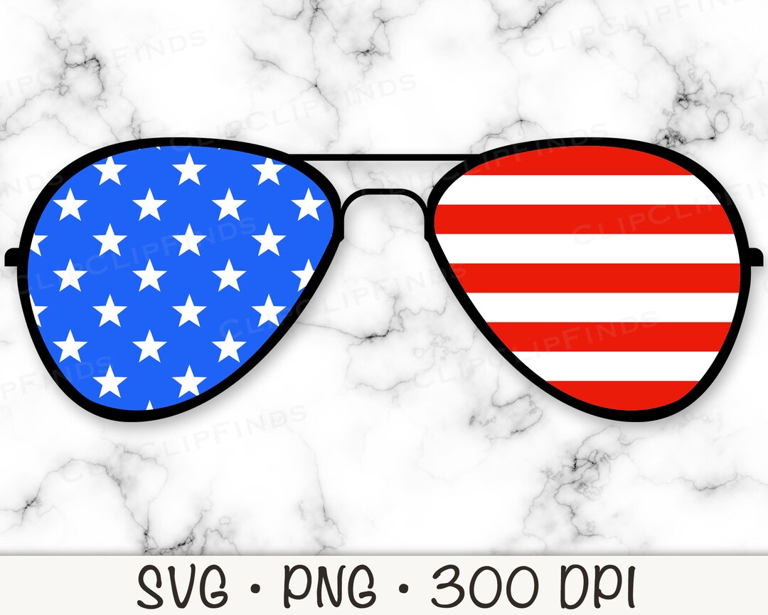 American Flag Aviator Sunglasses SVG Vector Cut File, PNG Transparent