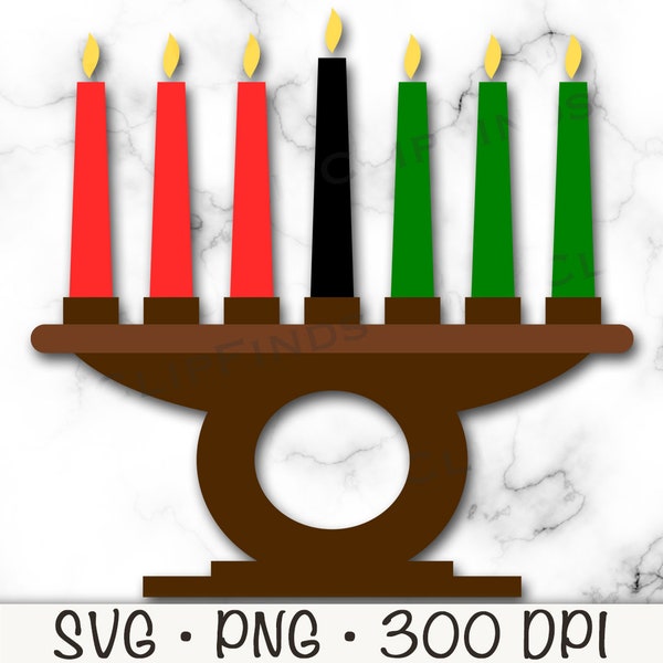 Kwanzaa Kinara, Wooden Kinara, SVG Vector Cut File and PNG Transparent Background, Clip Art, Instant Digital Download