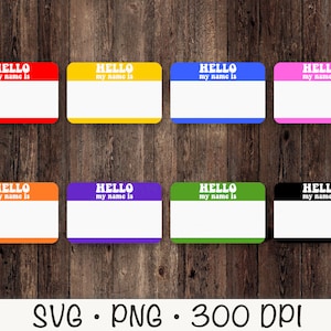 Hallo mijn naam is Tag SVG, PNG, Groovy Hippie lettertype naamplaatje, Instant digitale download
