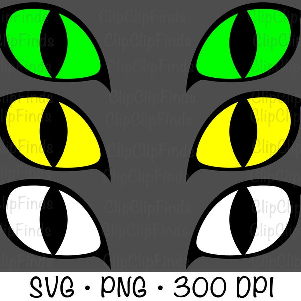 Cat Eyes, Green Cat Eyes, Yellow Cat Eyes, Halloween, Spooky Cat Eyes, SVG, PNG, Clip Art, Sublimation, Instant Digital Download