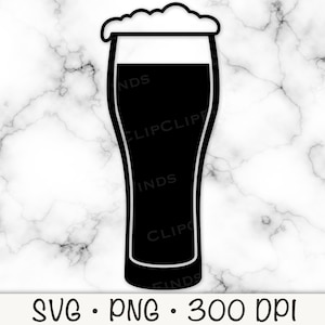 Tall Beer Glass SVG Vector Cut File and PNG Transparent Background Clip Art Instant Download