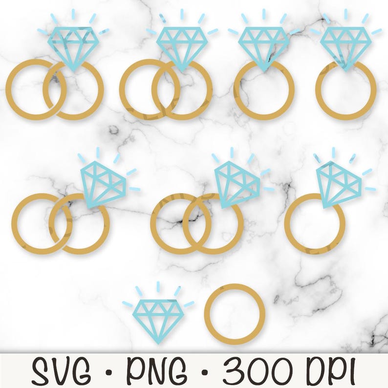 Wedding Rings Bitmap Wedding Ring SVG, Wedding Band SVG, Diamond Ring PNG, Diamond Ring ...