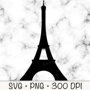 File di taglio vettoriale SVG della Torre Eiffel e sfondo trasparente PNG, Parigi SVG, Cake Topper, Centrotavola, ClipArt di sublimazione Download immediato