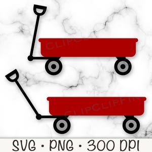 Peut inclure: Deux chariots rouges pour enfants avec des poignées et des roues noires sont représentés sur un fond de marbre blanc. Les chariots sont côte à côte, chacun avec un plateau rectangulaire et une poignée incurvée. Le texte "SVG • PNG • 300 DPI" est inclus.