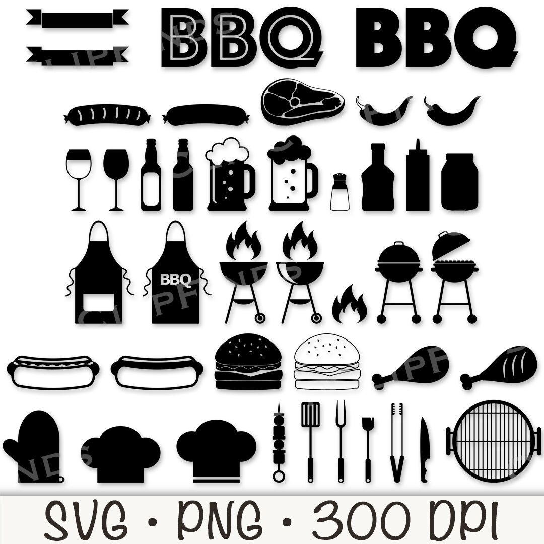 BBQ Food SVG, Bbq SVG Bundle, Bbq Silhouette Shapes, Bbq Icon, Grill ...