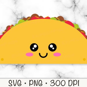 Cute Kawaii Taco SVG Vector Cut File and PNG Transparent Background ...