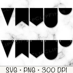 Bunting SVG, modèle à découper bannière guirlande, paquet, fichier vectoriel et fond transparent PNG, fanions, fanions, téléchargement immédiat