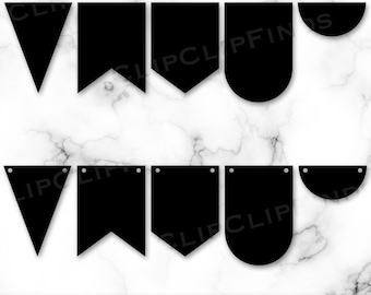 Bunting SVG, Garland Banner Cuttable Template, Bundle, Vector File and PNG Transparent Background, Bunting Flags, Pennant, Instant Download