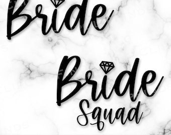 Novia SVG, Escuadrón de Novia SVG, Despedida de Soltera PNG, Archivo de Diseño de Camiseta, Sublimación, Diamante, Novia en Equipo, Dama de Honor, Boda, Descarga Digital