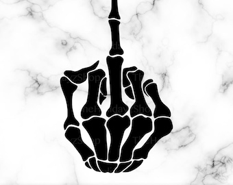Skeleton Middle Finger, SVG Vector Cut File and PNG Transparent Background, Clip Art, Digital Download