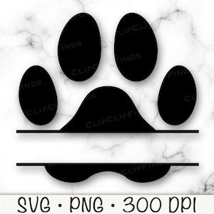 Dog Paw Monogram SVG, Dog Paw Split Monogram PNG, naam monogram, huisdier, mascotte, puppy, sublimatie, digitaal downloadbestand