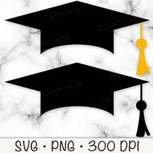 Graduation Cap and Tassel SVG Vector Cut File, JPEG on White Background, and PNG Transparent Background Clip Art Instant Download