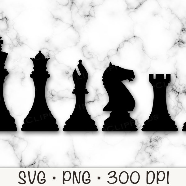 Chess Pieces SVG, PNG, Chess Clipart, Instant Digital Download