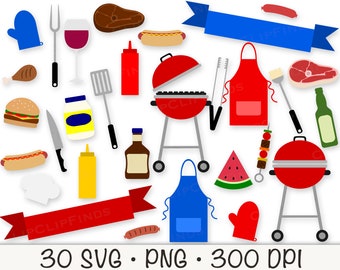 BBQ Clipart, Summer Barbecue, Summer Cookout, Backyard, BBQ SVG Png, Bundle, Instant Digital Download