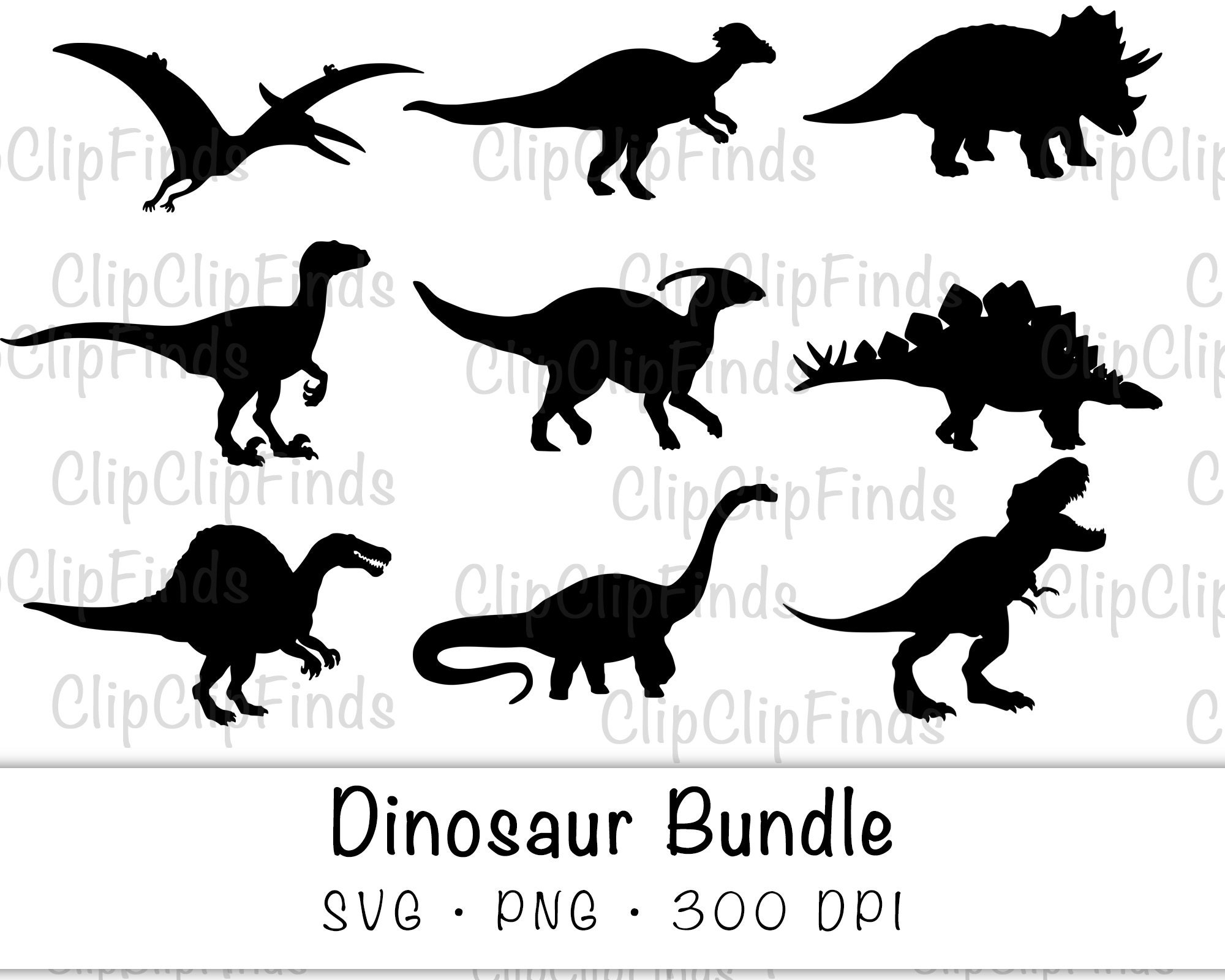 Dinosaur Bundle SVG Vector Cut File and PNG Transparent | Etsy