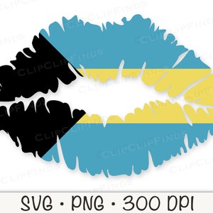 Bahamian Flag Lips SVG Vector File and PNG Transparent Background Clip Art Instant Download