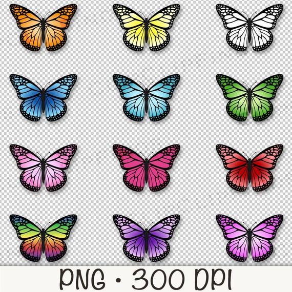 蝶のクリップアート、蝶のバンドルパックPNG、蝶のPNG、カラフルな蝶