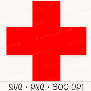 Red Cross SVG: Vector Cut File, PNG Clipart (digital Download) - Etsy