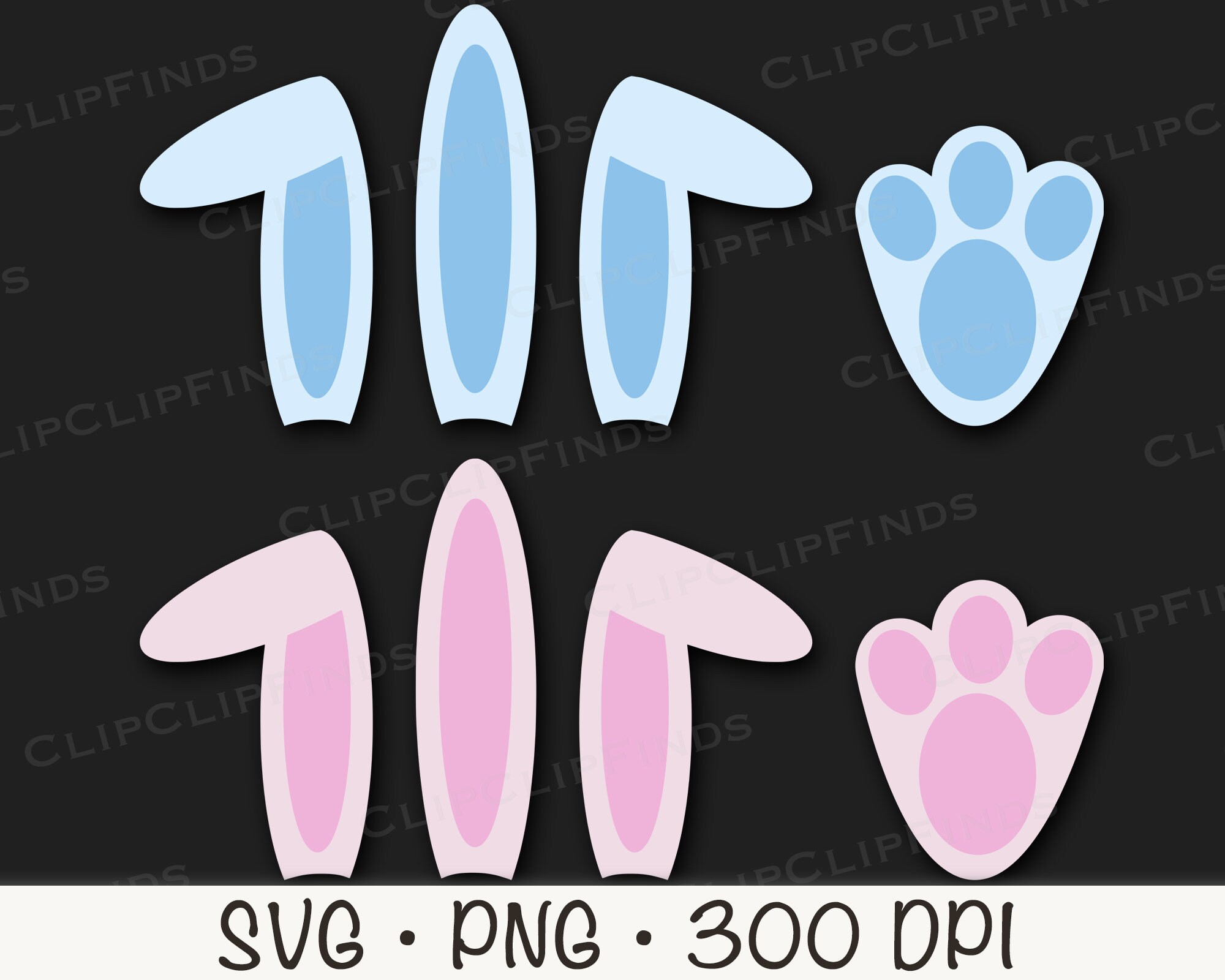 Bunny Ears and Paws SVG Bunny Ears SVG Bunny Paw Print - Etsy