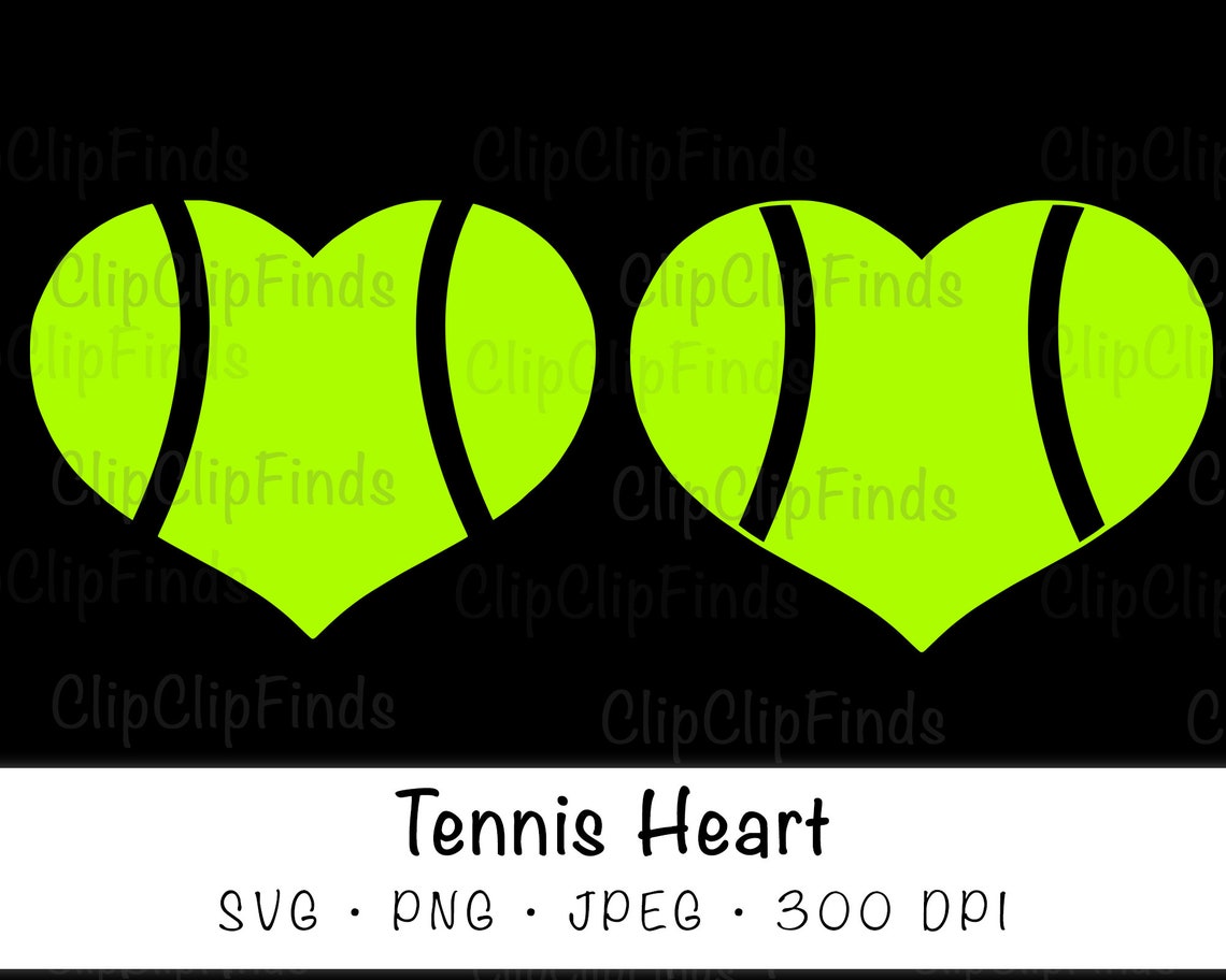 Tennis Ball Heart SVG Vector Cut File JPEG and PNG Etsy