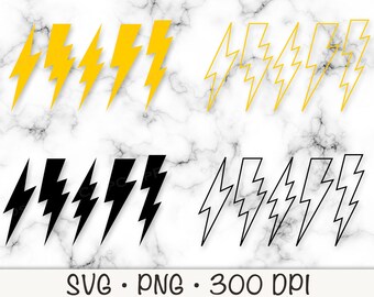 Retro Lightning Bolt SVG: Thunder Strike Clipart (digital Download