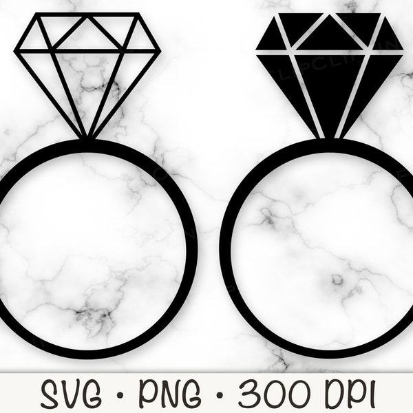 Bague de mariage en diamant, bague de vecteur, bague de fiançailles, fichier de coupe vectoriel SVG et fond transparent PNG, clipart, téléchargement immédiat