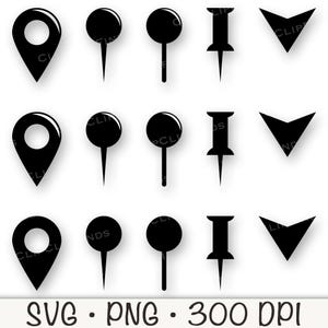 Location Map Pin SVG, Location Sign Silhouette, Push Pin PNG, Location Marker, GPS, Travel, Black Location Pin, Instant Digital Download