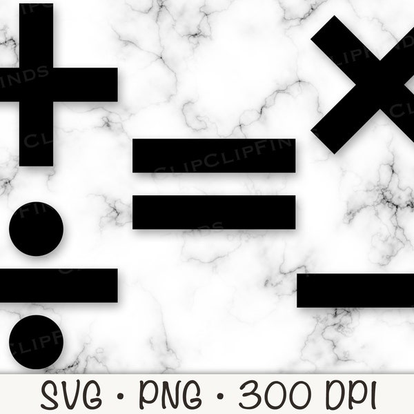 Math Symbols SVG, Multiplication, Addition, Subtraction, Equal, PNG, Instant Digital Download