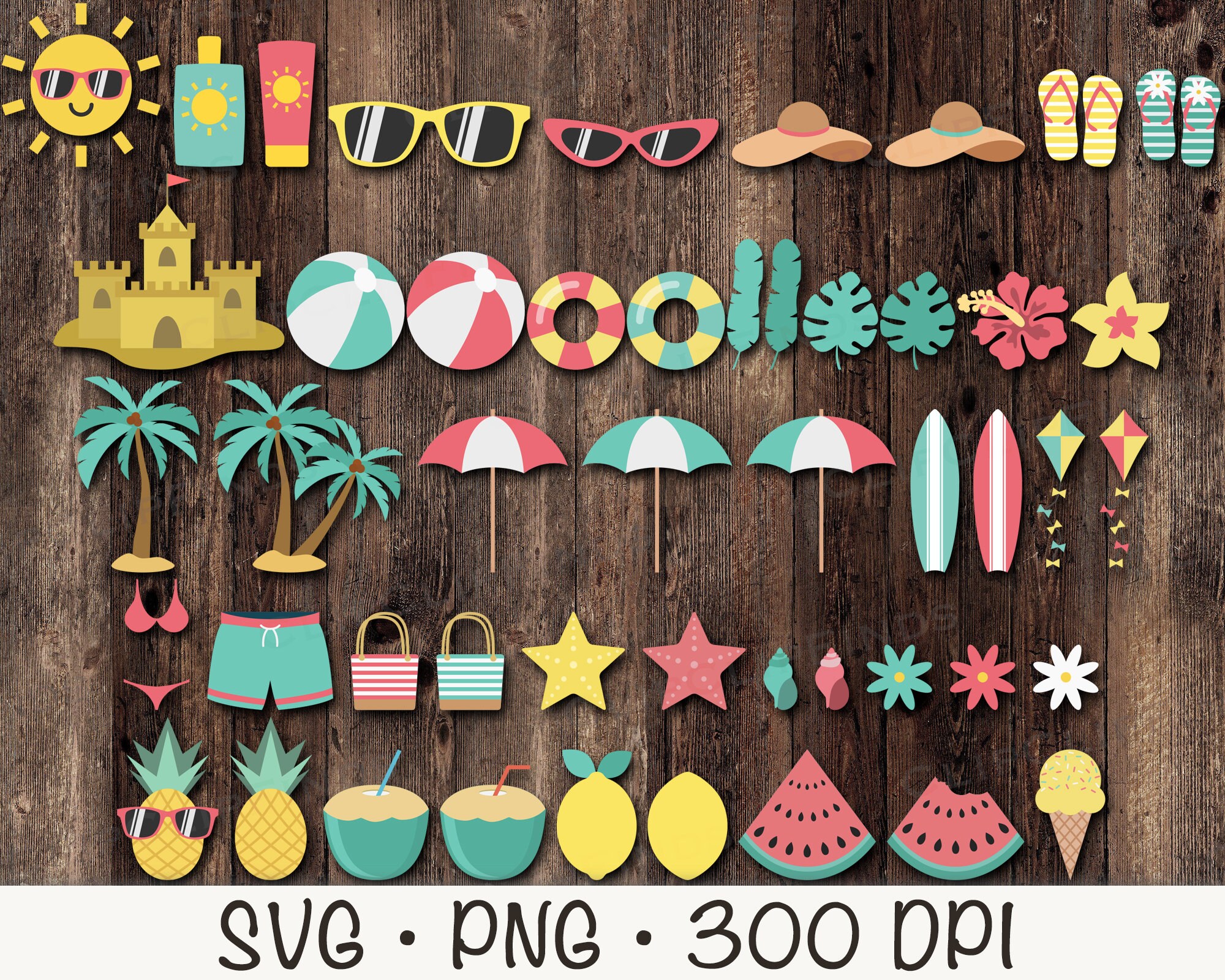 Tropical Beach Clipart Bundle: Summer SVG, PNG (digital Download) - Etsy