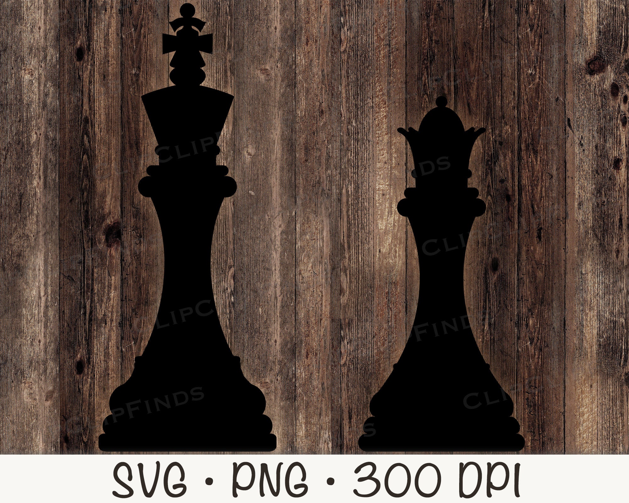 Chess King and Queen SVG Vector Cut File and PNG Transparent