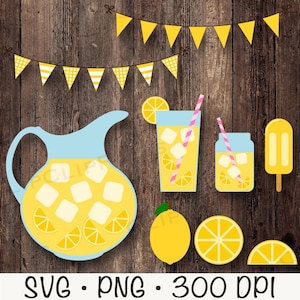 Lemonade Clip Art, Lemonade Bundle Pack, Lemon, SVG, PNG, Clip Art, Summer,  Garland, Bunting, Ice Pop, Jar, Instant Digital Download