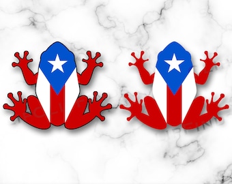 Puerto Rican Flag Coqui Frog Clip Art: SVG, PNG (Digital Download)