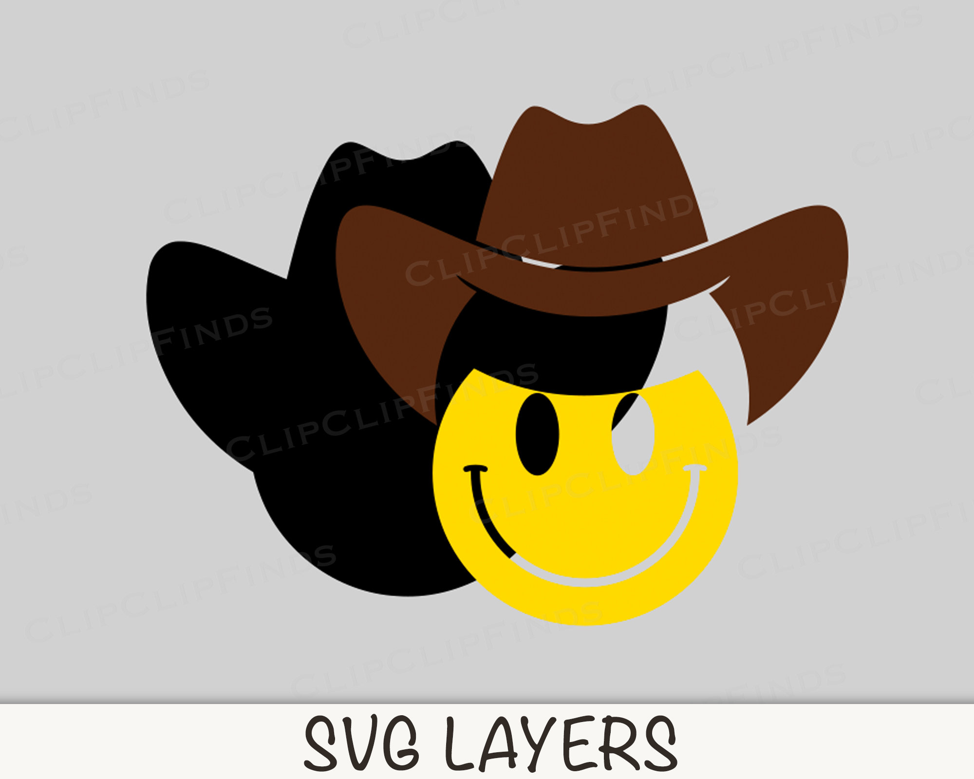 Smiley Face With Cowboy Hat SVG Happy Cowboy SVG Cowboy - Etsy