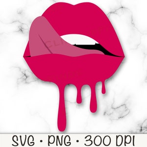 Lippentropfen mit herausgestreckter Zunge SVG, Lippen tropfendes PNG, saftige Lippen ClipArt, digitaler Download