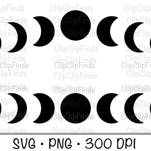Paquete de fases lunares, luna creciente, luna mística, luna celestial, fases lunares, imágenes prediseñadas, SVG, PNG, descarga digital instantánea
