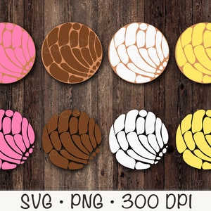 Concha, Pan Dulce, Mexican Sweet Bread SVG Vector Cut File and PNG Transparent Background Sublimation Clip Art Instant Download