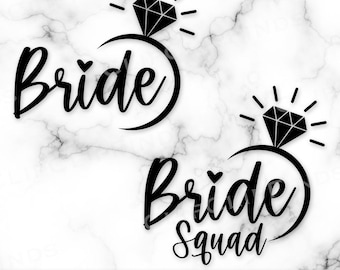 SVG de novia, SVG de grupo de novias, PNG de despedida de soltera, archivo de diseño de camiseta, sublimación, anillo de diamantes, corazón, dama de honor, boda, descarga digital