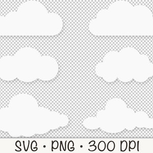 Clouds SVG Clipart: Fluffy White Cloud PNG Bundle (digital Download ...
