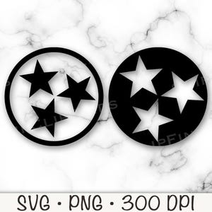 Tennessee Tristar SVG, Tennessee Tristar PNG, Tennessee silhouet, staat Tennessee, Tri-Star, staat vlagsymbool, vector, digitale download