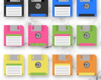 Floppy Disk Clipart, PNG, SVG, Retro, Digital Download