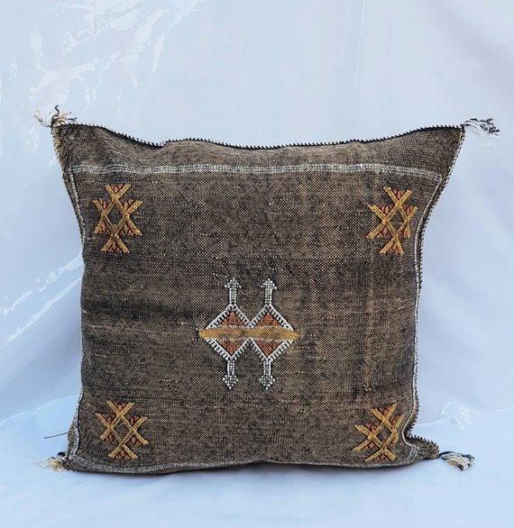 Housse de coussin carrée géométrique marocaine unie 50x50 en