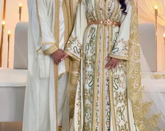 Moroccan Jabador 3 Piece Set – Men's Traditional Wedding, Eid Outfit – Mlifa, Chiffon